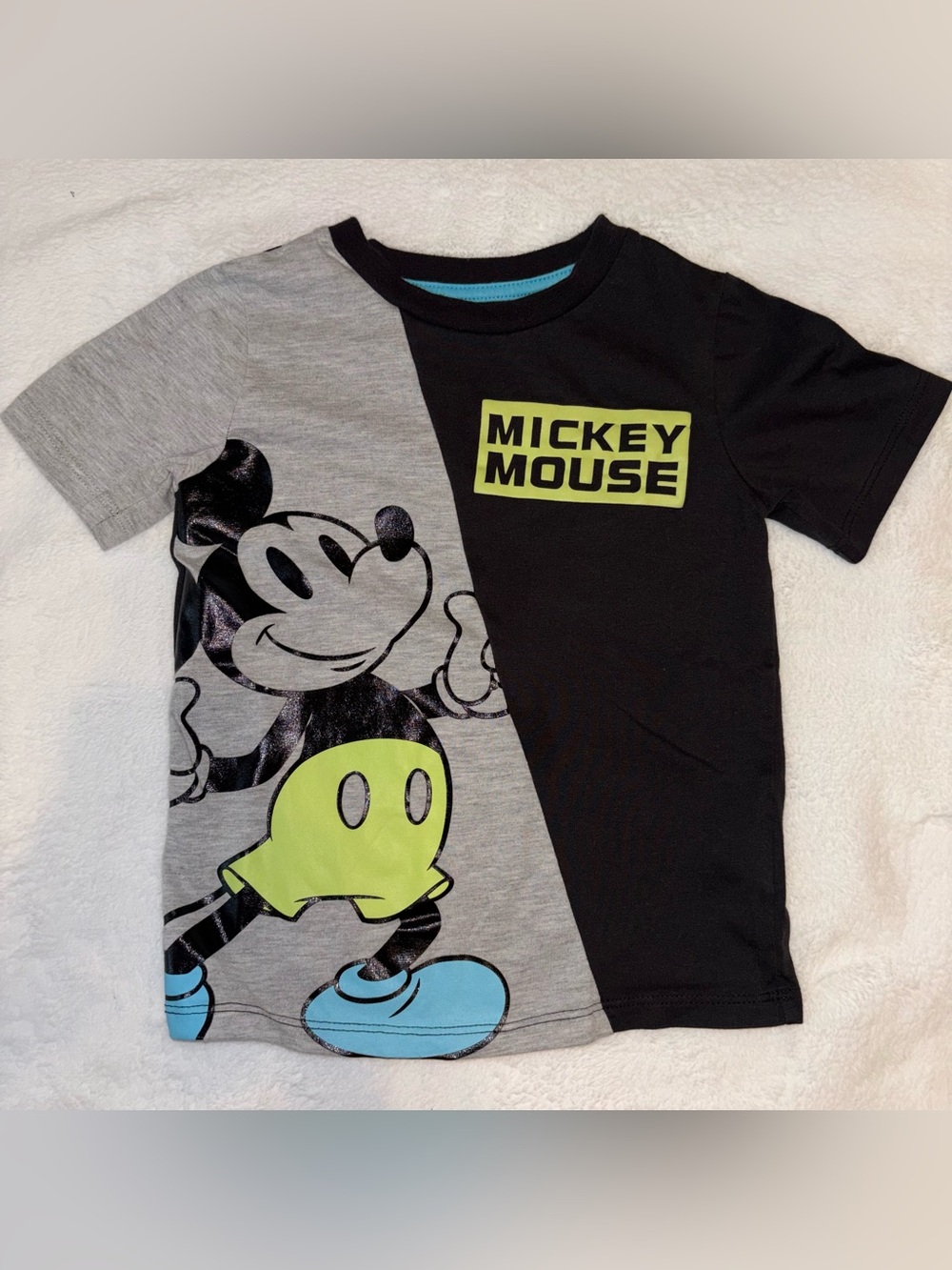 Disney Mickey Mouse Short Sleeve Tee - Black, Gray, Lime & Blue